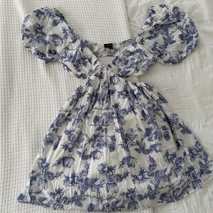 Bardot Floral Puff-Sleeve Mini Dress